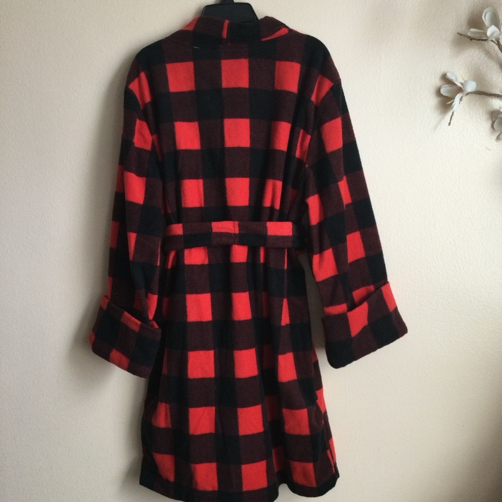 Calvin Klein Red and Black Checkered Robe - Picture 2 of 3